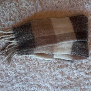 Cozy Plaid Scarf with Fringe